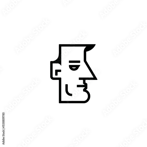 Abstract human face appears graphic design outline artwork
