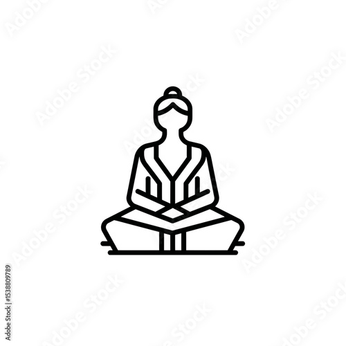 Meditating woman silhouette sits peacefully in lotus posture yoga