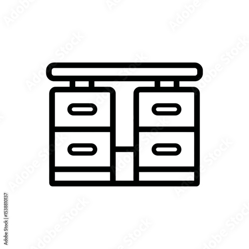 Minimalist cabinet displays drawers in simple interior outline