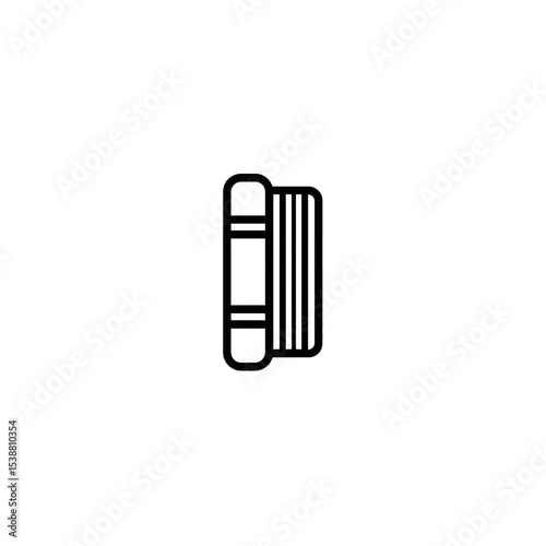 Closed book stands upright in minimalistic white background