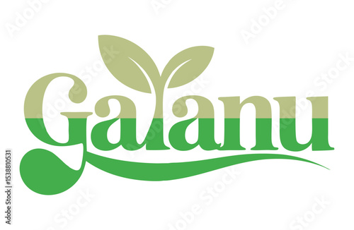 The Galanu logo, featuring stylized lettering and leaves, is a vibrant brand mark.