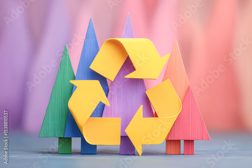 Recycling Symbol with Trees – A visual concept promoting ecology, sustainability, and the importance of protecting the planet for Earth Day and beyond.