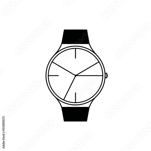 Minimalist wristwatch displays time in line art on white background