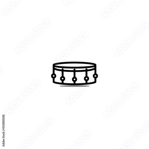 Simple drum sits isolated emitting music in white background minimalistic