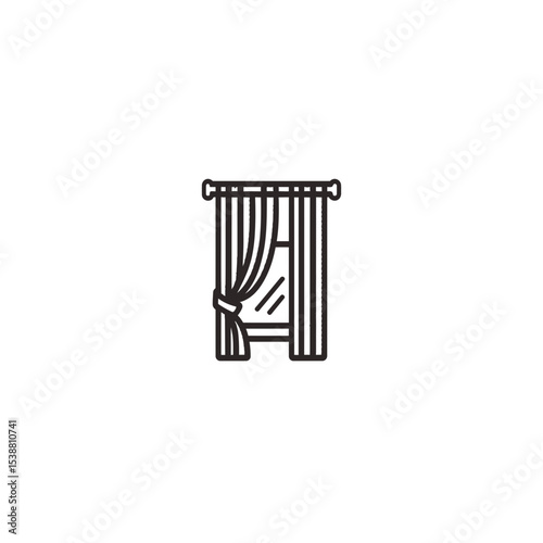 Drawn curtains frame window reveal indoor scene simple design