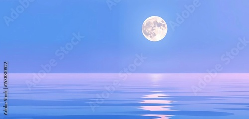 Calm blue and lilac ocean moonscape, abstract pastel watercolor landscape Minimalist vector banner background,  abstract,  graphic