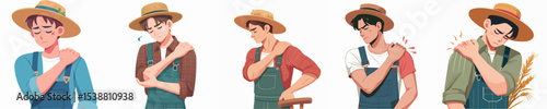 farmer vector is having shoulder pain