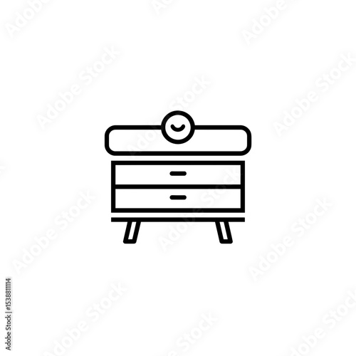Modern nightstand displays linear design minimalist style illustration