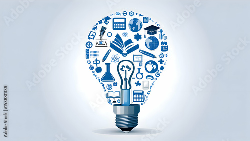 Creative Ideas Education and Learning Concept with Symbols for Schools and Creativity Projects