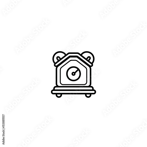 Alarm outline clock displays time in clean white background