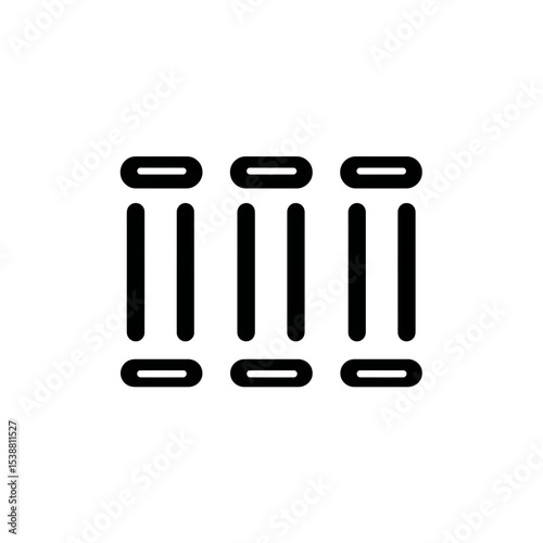 Three parallels align symmetrically on white background image