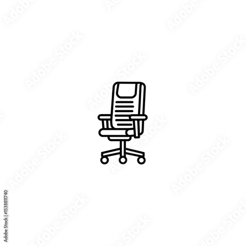Office chair sits still indoors simplistic white backdrop