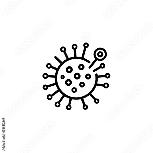 Virus icon spreads in laboratory under microscope magnified detail