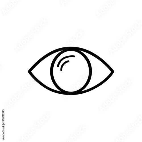 Minimalist eye icon illustrates sight anatomy on white background detail