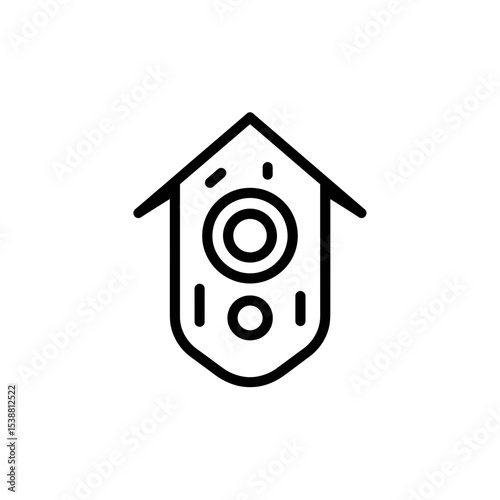 Cuckoo clock icon displays time interior minimal black white