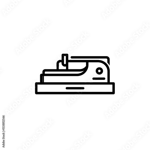 Office hole punch perforates paper on white background outline