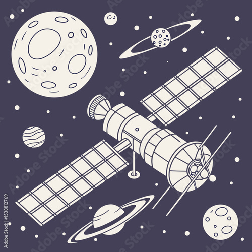 Orbital Space Station – Futuristic Vector Scene
