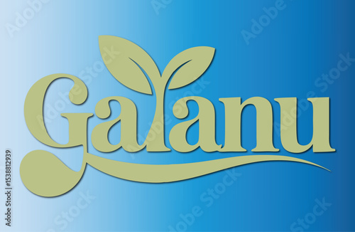 The Galanu logo, featuring stylized lettering and leaves, is a vibrant brand mark.