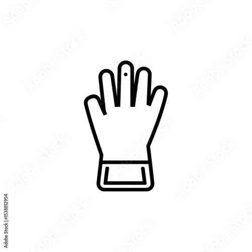 Gloved hand raises finger in white backdrop vector lineart