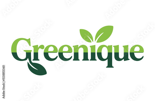 Greenique Logo, featuring stylized leaves and typography.