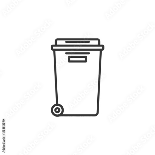Simple trashcan icon depicts waste management outdoors outline