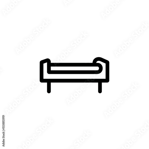Minimalist bedstead stands isolated indoors blacklined simple