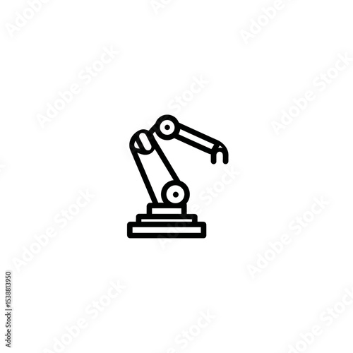 Robotic arm lifts object precision white background automation