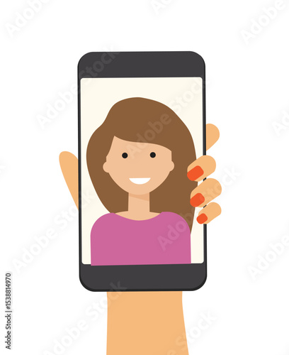 woman take a selfie picture of her self with smart phone