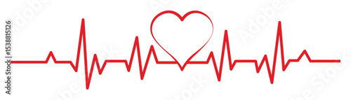 Red Heartbeat Line Vector Set – ECG, EKG, Cardiology and Health Monitoring Icons, Vector illustration.  