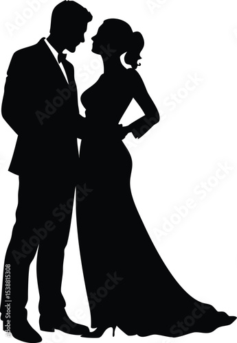 Vector silhouette set of male and female lovers