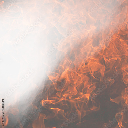 Dynamic abstract render of fiery flames with warm orange and white hues