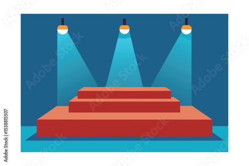 Spotlight Stage Three-Tiered Podium for Award Ceremony, Product Launch, or Presentation