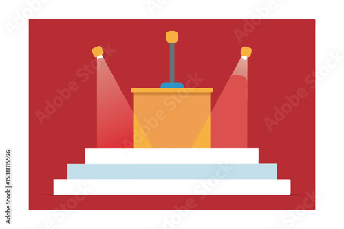 Public Speaking Podium Stage, Lights, and Microphone for Presentations