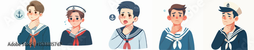 a bunch of sore throat sailor vectors
