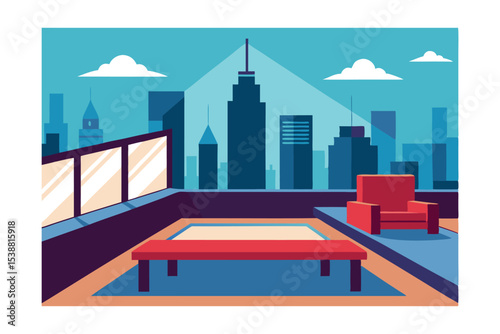 Rooftop Relaxation Urban Oasis with City Skyline Views