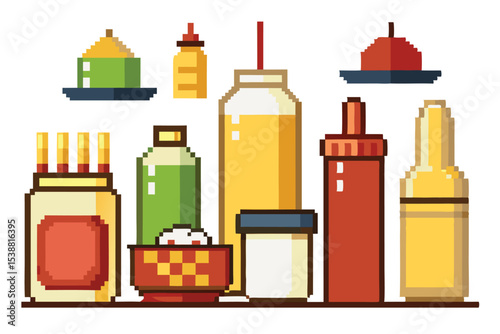 Pixel Art Condiment Pack – Pixel Style Sauces & Toppings