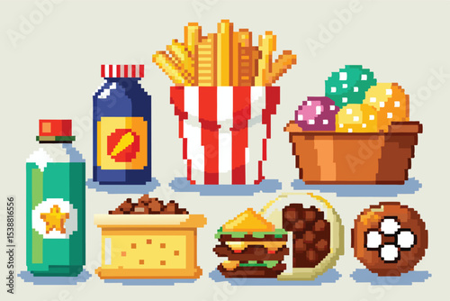 Pixel Art Snack Food Pack – Salty & Savory Snacks in Pixel Style