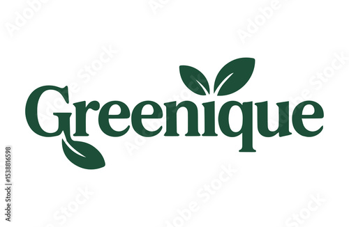 Greenique Logo, featuring stylized leaves and typography.