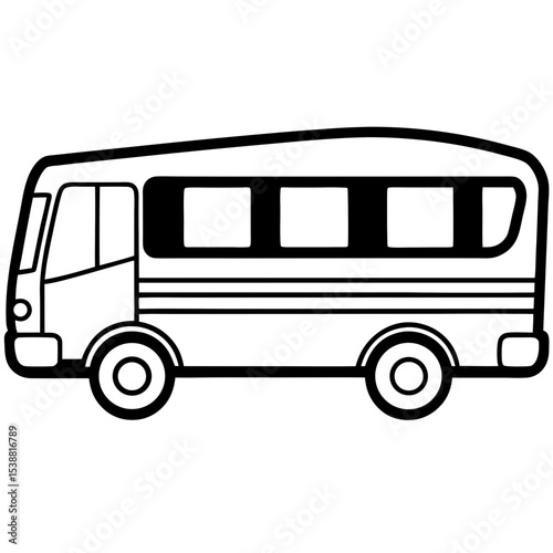 Minimalist Tour Bus Vector Outline Illustration