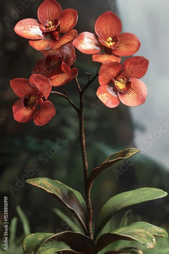 Vibrant Red Orchid Flower in Nature