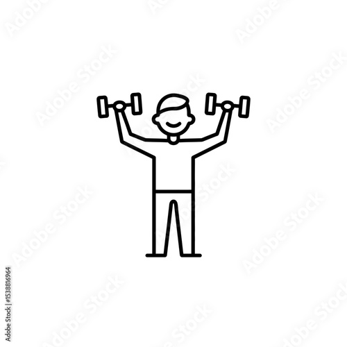 Man training lifts dumbbells inside isolated background vector