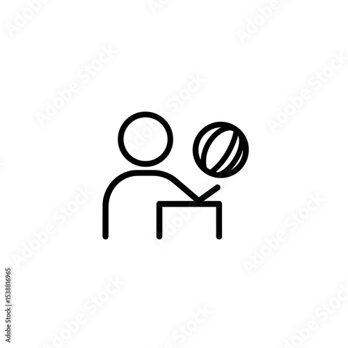 Person with ball teaches online class simple outline