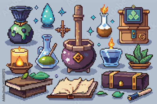 Pixel Art Pack of Magical Alchemy Items
