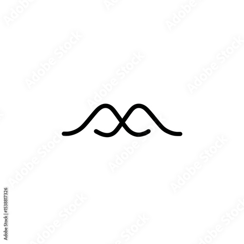 Double curve intersects against blank backdrop design drawing