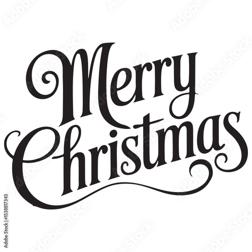 Silhouette Santa Flying Over Merry Christmas Text photo