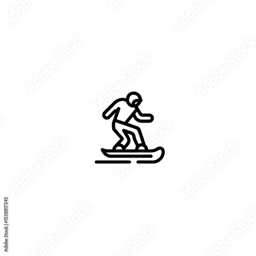 Snowboarder silhouette rides snowy slope simple winter icon