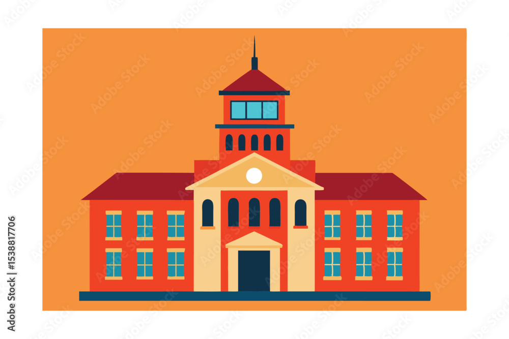 Fototapeta premium Majestic Collegiate Architecture A Grand Educational Building Illustration