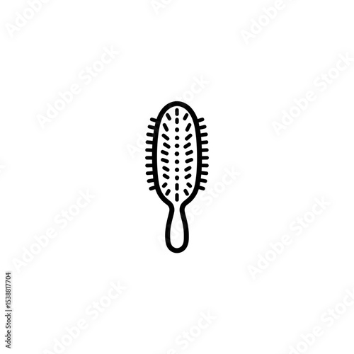 Hairbrush icon grooms hair black white minimalist style clean