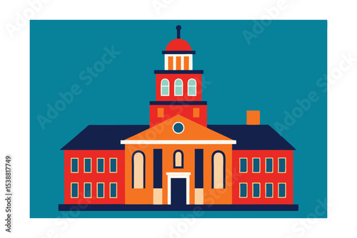 Vibrant Illustration of a Historic Building Architectural Design and Colorful Structure