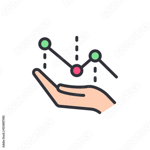 Graph Analysis On Hand Showing Data Trends And Performance Monitoring